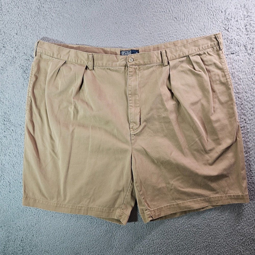 Polo Ralph Lauren Chino Shorts‎ Men 50 Big Tyler Short Pleated Front Tan